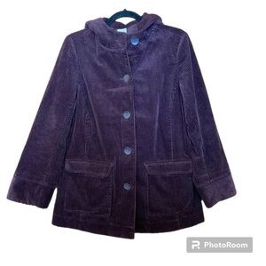 J.Jill Heritage Tumbled Coat Small Purple Chore Corduroy Hooded Button Jacket